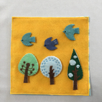  北欧風 フェルト 布 の おもちゃ 青い鳥 ３本の木 スナップボタン メンファスナー 練習 知育玩具