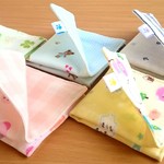 カラフルミニタグ☆４重ガーゼハンカチ５枚♪ a166