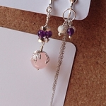 ローズクォーツ&アメジスト イヤリング/ピアス