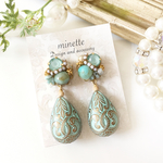 ブルーSwarovski & ドロップピアス