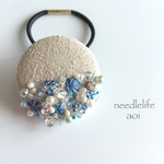 水の精〜刺繍ヘアゴム