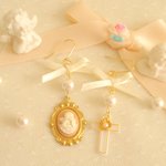 ♡天使のカメオとシェルクロスのピアス♡