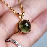 ＝受注販売＝　モルダバイト１０(ラウンド）K14GP＆K14GFネックレス❀