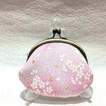 和柄ちりめんがま口財布桜柄ピンク（小）TG-158