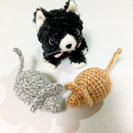 猫のおもちゃ　＊マーブルねず公 - 黄茶&灰色＊　２個セット