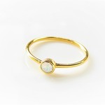 Swarovski Crystal White Opal Simple Gold Ring