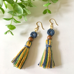 【オーダー品】麻＆コットンのタッセルピアス