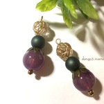 再販300円☆パープル☆お花☆のピアス/イヤリング