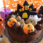 yumiko**フェルト☆ハロウィン限定♪(赤いいちごに変更可)生チョコケーキ（１６㎝）