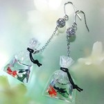 金魚／金魚袋のピアス(シルバー)