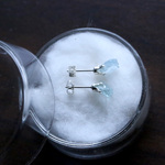 【訳あり品】アクアマリン(藍柱石)と銀のピアス＋標本セット【天然鉱物/SV925】
