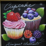 ◎限定１枚　NY風カップケーキ♪ 　チョークアート14㎝角　