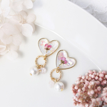 アリッサムのキラキラ押し花ピアス＊