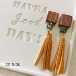再販×２♡大人可愛い ウッド×タッセル ピアス