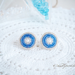 ビーズ刺繍とリボンキャッチピアス
