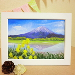 油絵原画『逆さ富士』　額縁付き