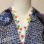 綿麻   花刺繍半襟