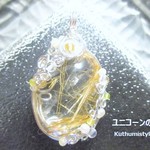 ルチルクォーツペンダント（ワイヤーアートジュエリー☆ワイヤーアクセサリー天然石ネックレス）