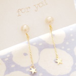 一粒コットンパールとお星さま♡　ゆれるピアス/イヤリング