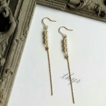 パール × チェーン ピアス
