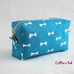 リボンのボックスポーチ　ターコイズブルー　