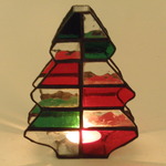 ステンドグラス ライトボックスツリー　クリスマスカラーＧ&R