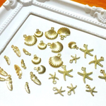 【夏SALE】<60個> 貝殻 ヒトデ 羽 チャーム 大小 各10個 計60個 ゴールド