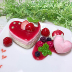 ハートムースケーキ&ハートマカロン ハート付き