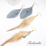 【送料無料SALE】フェザーとシェルのサマーピアス/イヤリング