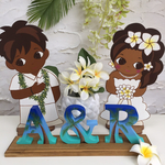 ウエルカムドール&イニシャル3文字【木製土台付き】【アロハ】【ウェディング】【結婚式】
