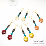 ダークレッドエスニック 大ぶりピアス/イヤリング 