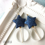 スターとクリアのおおぶりピアス