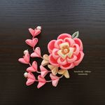 COP様オーダー　大きなお花の花飾り　下がり付　桃色　つまみ細工　コサージュクリップ　　