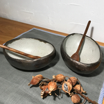 オーバル型の小鉢（燻し銀の風合い）
