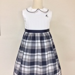 120サイズ　　白×チェック柄　　清楚なワンピース　