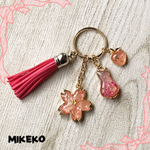 ローズクォーツ桜のキーホルダー