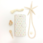 【pajour 】 鮮やかカラフル 水彩 シェル柄 手帳型 スマホケース【シェル柄】ビジュー無し 貝 iphoneX/Xperia/plus/iphone8/xz/SC-04/AQUOS