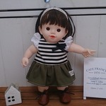 【m様オーダー品】ボーダー×カーキスカート袖フリルワンピ＆靴セット