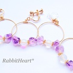 天然アメジストとルナフラッシュのフープイヤリング/ピアス