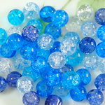 クラックガラスビーズ　ブルーミックス　８mm　３０g　５０個前後  C-6-1