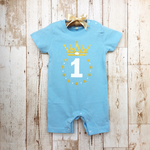 *SALE* Crown 1st Birthday Onesie＊祝１歳！クラウンのベビーブルーロンパース＊