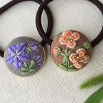 ご注文品 刺繍ヘアゴム 桔梗&ポピー
