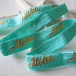 ヘアタイ　伸縮リボン　Aloha　アクア