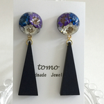 No.129   ドライフラワーと三角ウッドのピアス