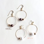 ▫️カットビーズ▫️ブラウンカラーのフープピアス・イヤリング