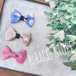 【３個セット☆】髪にちょこんとリボン＊ベビー&キッズ＊夏らしく♪もくもく雲柄他＊ヘアアクセ＊ヘアクリップ