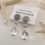 2way グレー×クリア ピアス（イヤリング）