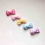 2コセット♡ビッグチェックリボンのシリコンヘアゴムセット for KIDS&BABY