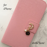 特別価格☆ 【iPhone6/6s/7】選べるイニシャル＊パールムーン手帳型ケース