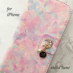 特別価格♡【iPhone6/6s/7/8】選べるイニシャル＊パールムーン手帳型ケース